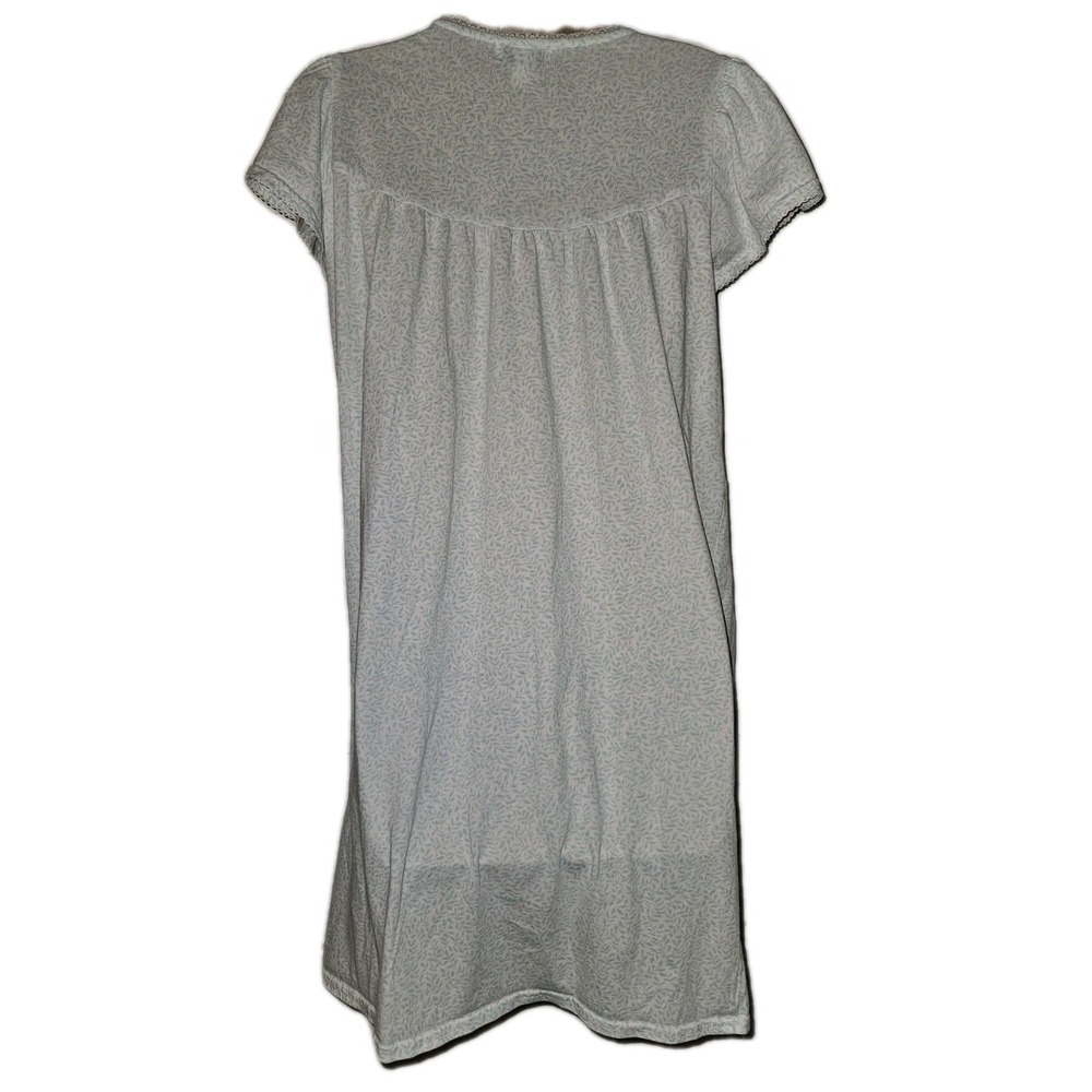 MISS‎ ELAINE Sz S Short Sleeve Floral Nightgown 1/4 Button Up Embroided Lace - Picture 2 of 6
